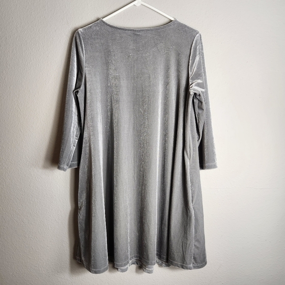 Agnes & Dora Womens Gray Velvet 3/4 Sleeve Swing Tunic Dress-Size L (12-14) - Picture 5 of 6